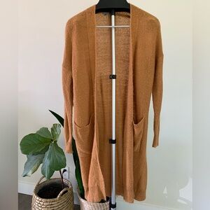Long Textured Open-Front Cardigan
